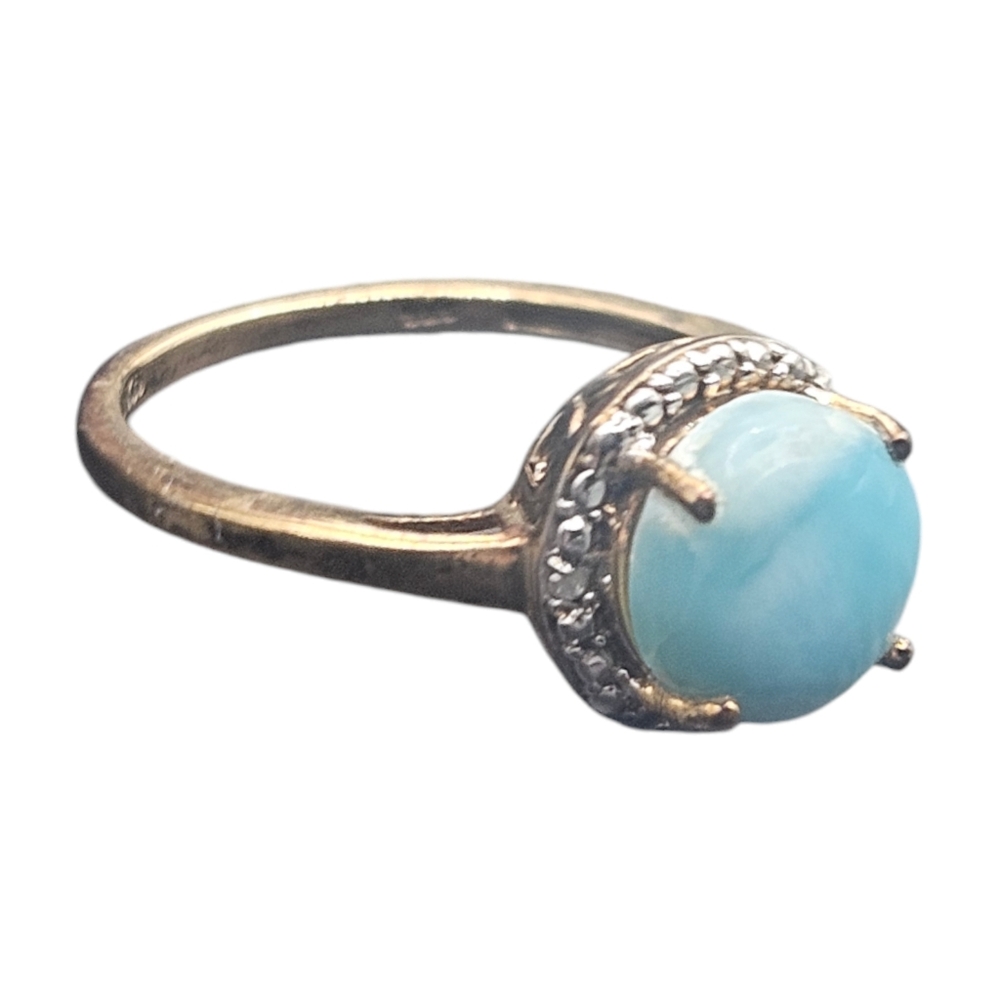 Larimar and Diamond Accent Ring